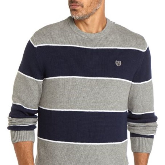 Chaps Other - Chaps  Men's Cotton Crew Stripe Steel Sweater NWT